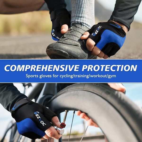 GEZVOC Gants de Cyclisme Demi Doigt Respirant Anti-dérapant Absorbant Les Chocs pour Homme et Femme