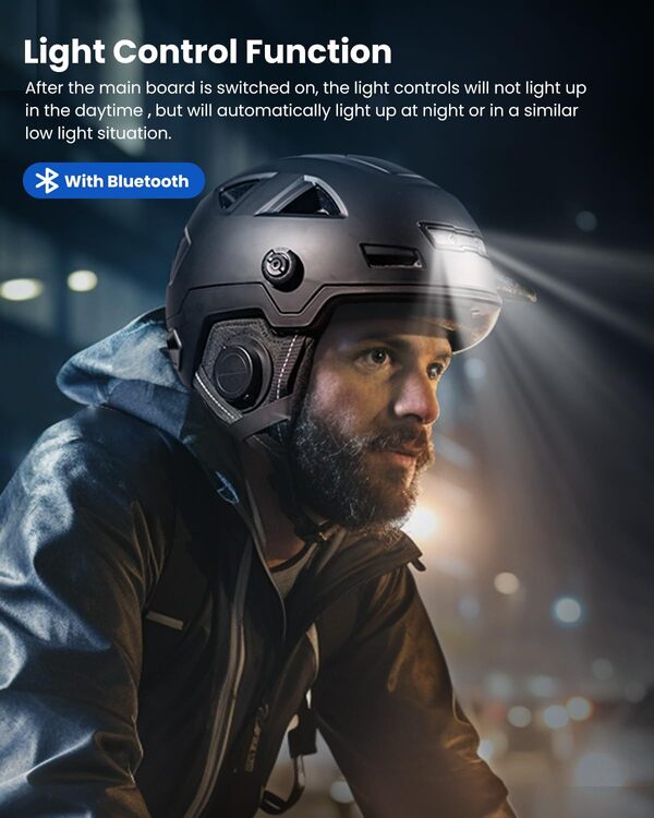 ILM Casque Velo VTT Bluetooth Homme Femme Homologué NTA8776 CE CPSC-Casque de Velo Route Adulte avec Visiere LED d'Alerte de Freinage