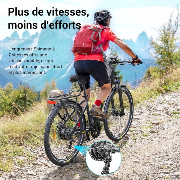 Eleglide Vélos électriques T1 Step-Thru, Vélo électrique de 27,5 Pouces,Batterie 36V 12,5Ah, écran LCD,7 Vitesses, E-Bike Urbain pour Adulte Homme Femme, VTC