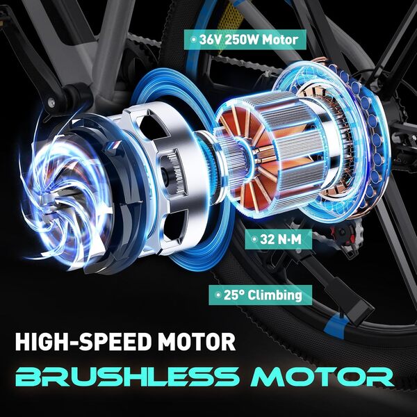 COLORWAY Velo Electrique Homme et Femme, VTT Electrique Adulte, avec Batterie au Lithium Amovible 36V12Ah, Ville E-Bike avec 7 Vitesses, Moteur 250W,Autonomie 35-90 km