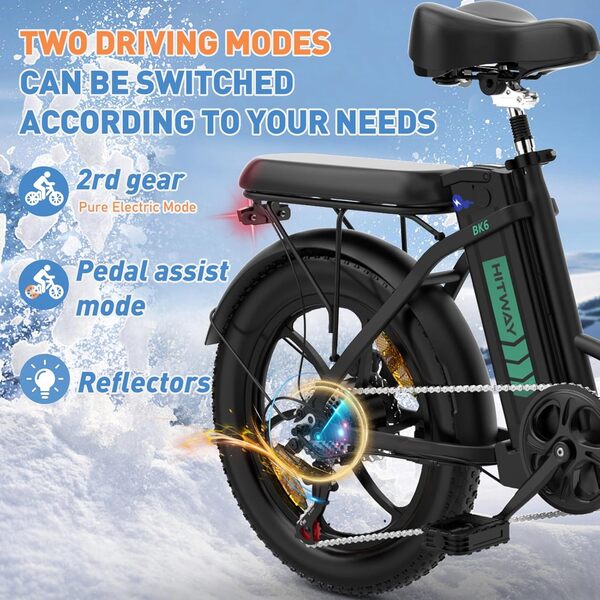 HITWAY E-Bike Vélo électrique 20 Pouces Fat Tire Pliant, 250W Moteur, 36V/12Ah Batterie au Lithium, Autonomie maximale 35-90 km