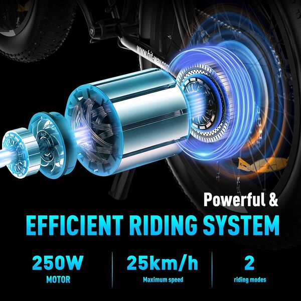 HITWAY Vélo Électrique, 26 * 3.0/4.0 Pouces VTT Électrique avec Batterie au Lithium Amovible 48V15Ah, Ville E-Bike avec 7 Vitesses, Moteur 250Wh, Autonomie 45-80km pour Adulte