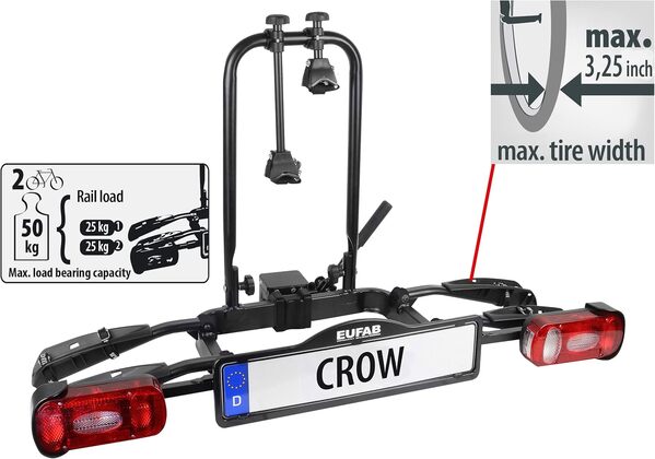 EUFAB Crow 11563 Porte-vélo, partiellement pré-monté, pour vélo électrique