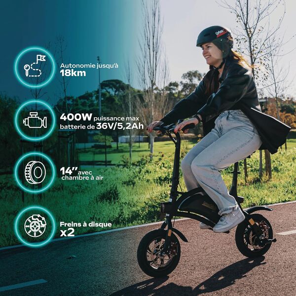 UrbanGlide Draisienne e-Bike 140 Black - Roues 14'' - 250W - 5Ah