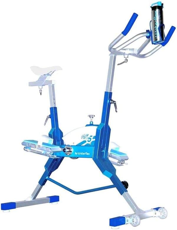 Aquabike Aluminium WR5 WX-WR5A - Vélo Piscine Spinning - Résistance Hydraulique - Réglages Mécaniques - Utilisation Pieds Nus - Prof. 1,1-1,6m - WX Water Flex Water Fitness Expert