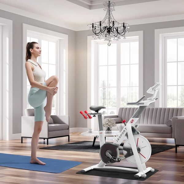 JASPORT Smart Indoor Speedbike S3| Vélo d'appartement silencieux|Système de freinage magnétique et courroie puissante|App avec cours d'entraînement Video| Kinomap & Zwift| Ceinture pectorale incluse