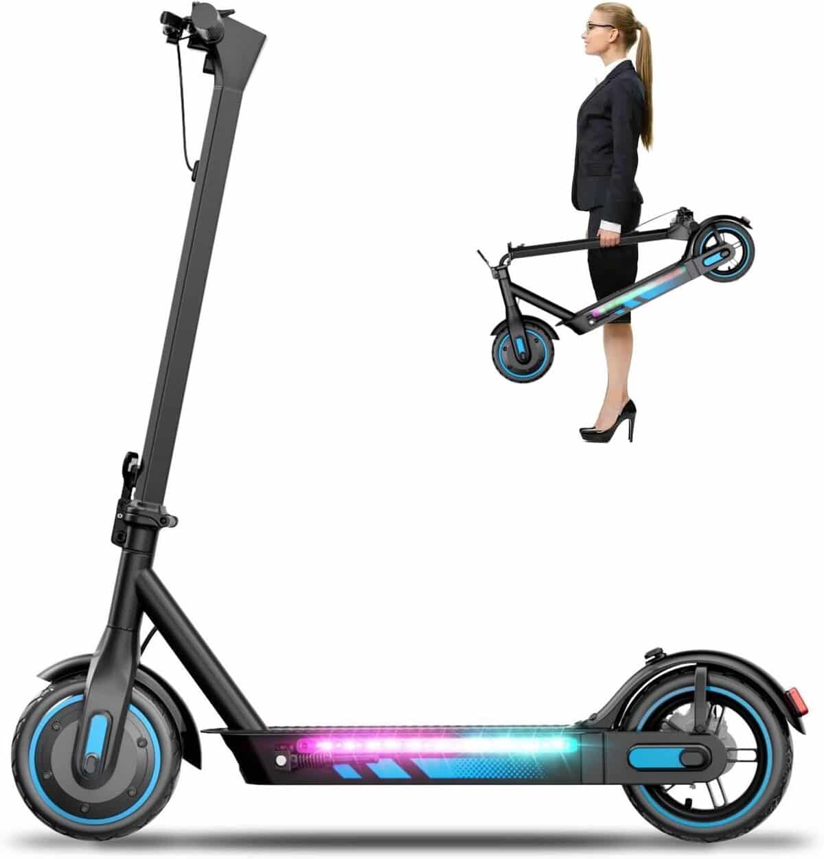 Test du scooter électrique 500W plegable bleu pour adultes