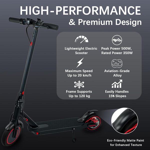 S3 Pneumatiques Trottinette Electrique Adulte Ultra Legere, 350w-500w Autonomie 30km,36v 10.4ah RéGéNéRation De Batterie Au Freinage Maxload120kg, APP Contrôle