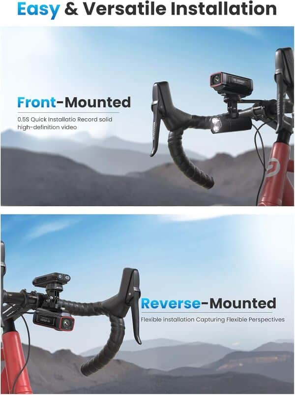 Akeeyo-710pro Bike Camera, 4K 28fps 20MP WiFi Action Camera avec EIS IP66 Ultra HD Caméra, Vue à Grande Angle de 142°,Carte 64G, Fonction de Mise à Niveau Anti-Shake, Compatible avec Le Vélo de Route