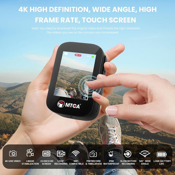 asika Caméra d'action 4K avec WiFi – Ultra HD 16 MP étanche Caméra de sport, grand angle de 145°, caméra de cyclisme, avec carte mémoire de 32 Go et accessoires de montage pour casque