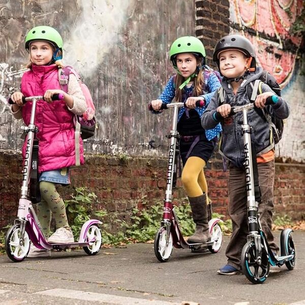 HUDORA BigWheel 205 Scooter - Trottinette Stable en Aluminium - Trottinette de Ville Ajustable en Hauteur & Pliable avec béquille - Trottinette Sportive pour Enfants & Adultes jusqu'à 100kg