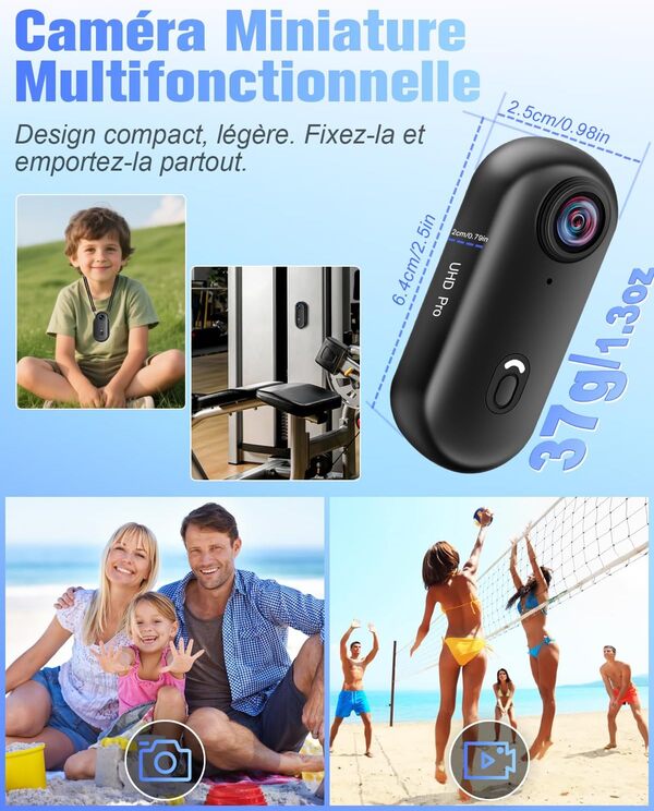 Nisanuki Caméra Sport 4K, Camera Action WiFi 120°, Minicaméra Sportive Étanche 30M Action Cam Corporelle Camera Vlog Petite Caméra Vidéo Vélo Casque avec Accessoires Multifonctions