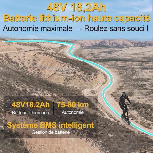 Trottinette Electrique Adulte Puissante Antivol Autonomie 50-80KM Batterie 48V 13Ah/18,2Ah/20,8Ah Moteur 500W/1000W/1000W*2 Trotinette Electrique Adulte Tout Terrain Ultra Legere Double Suspension
