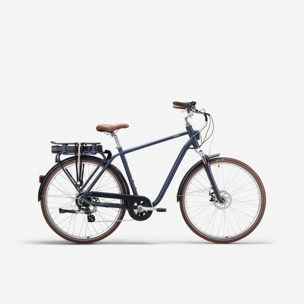 Test : vélo électrique elops 900 Decathlon cadre haut bleu marine