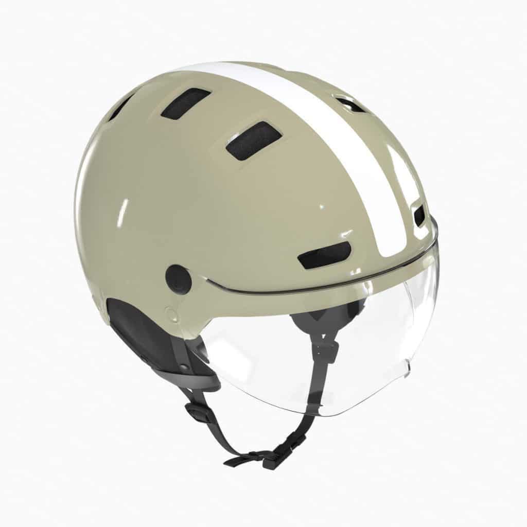 Test : casque vélo ville cbh 580 Decathlon vert brillant avec visière